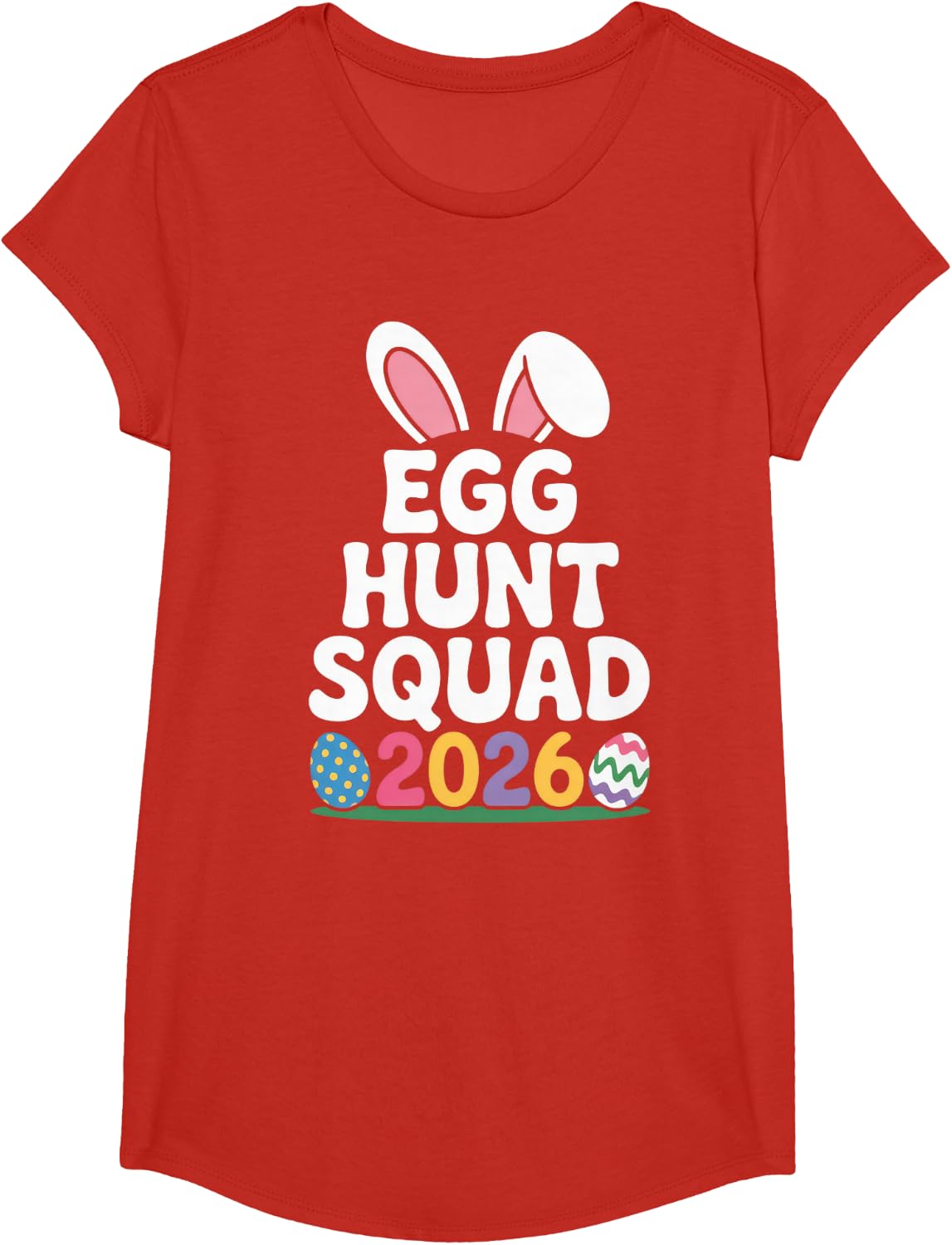 Egg Hunt Squad 2026 Easter Family Fun Celebration T Shirts for Men Women Kids Tees - Girls Red