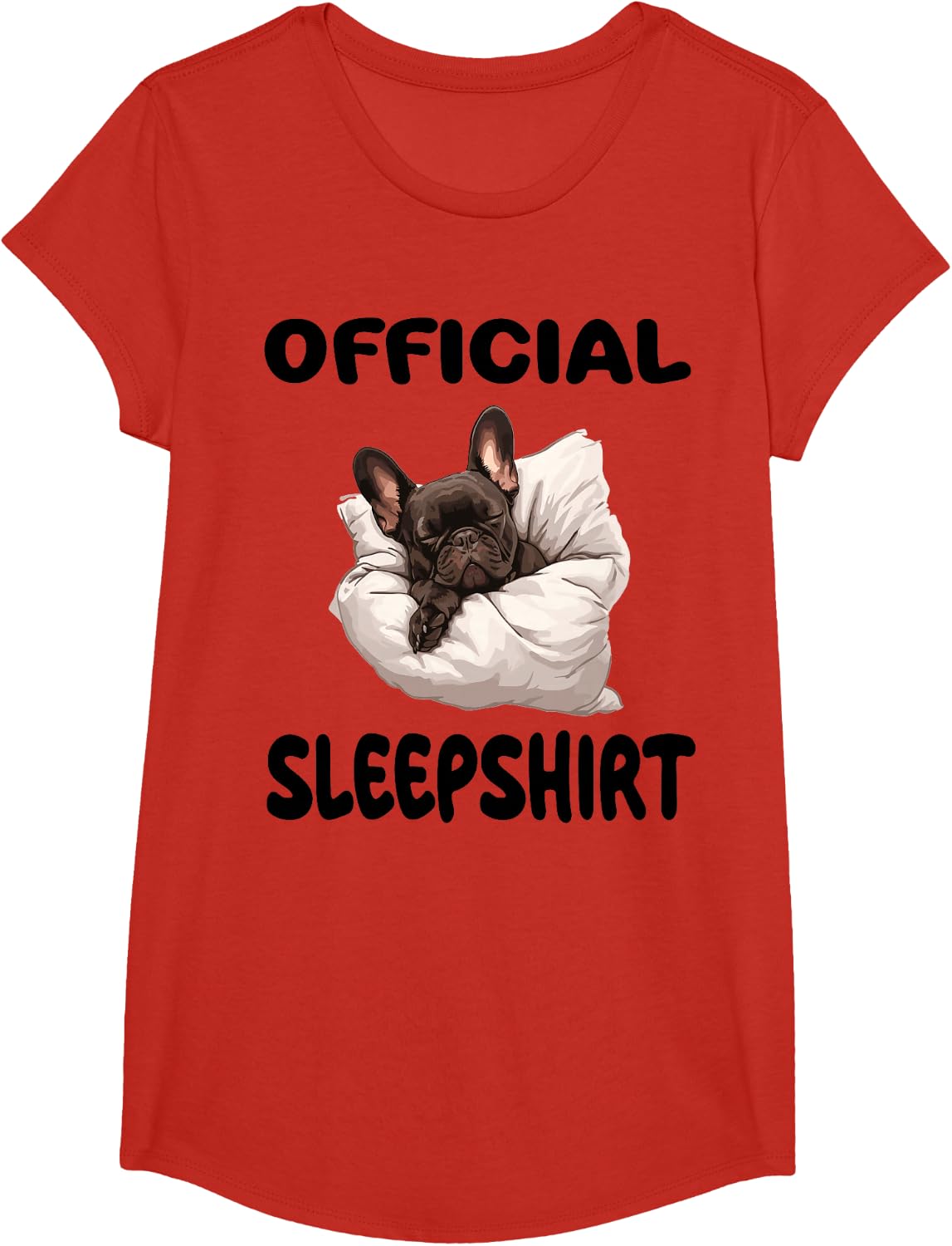 Official French Bulldog Pyjamas T-Shirt - Girls Red