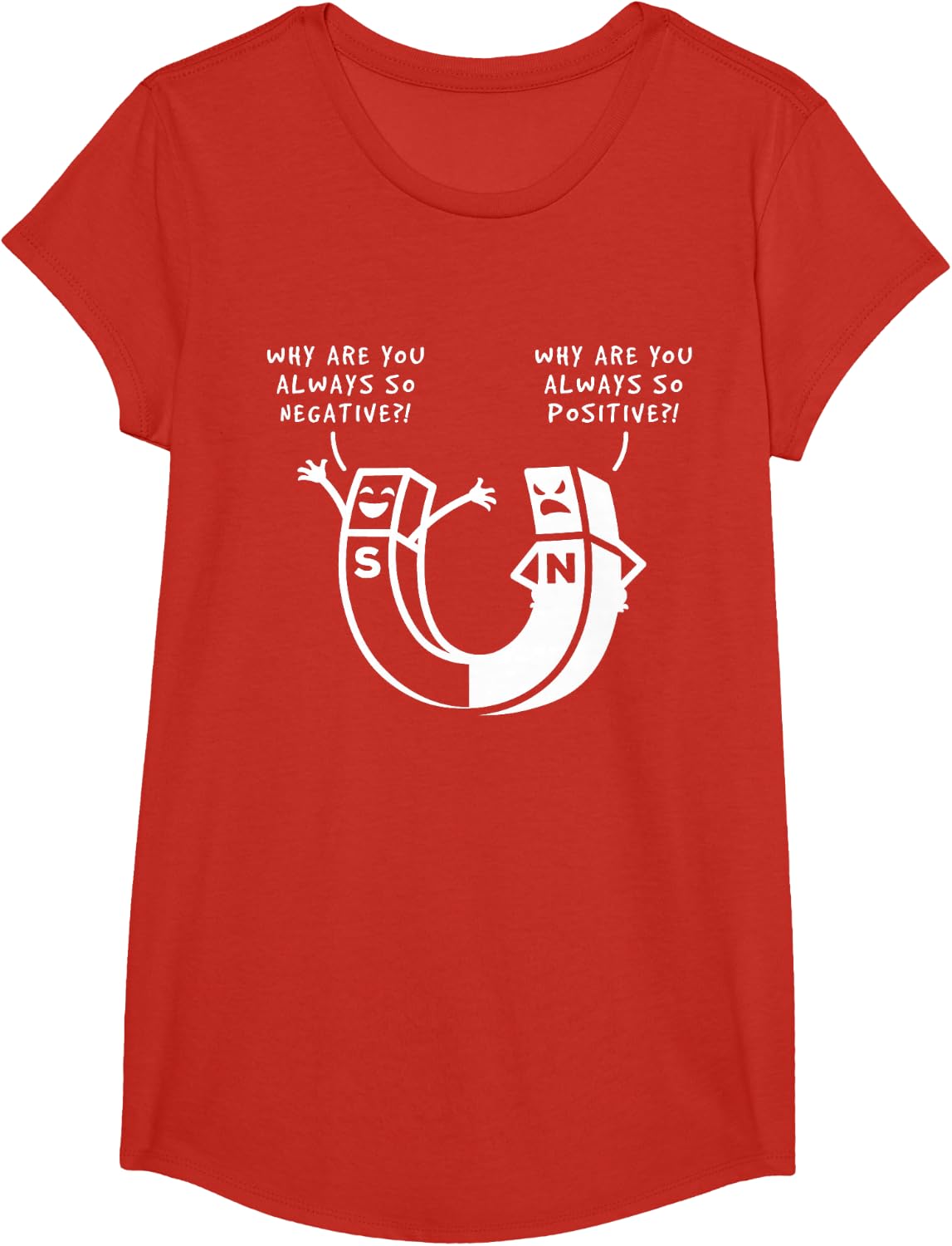 Physics Magnetic Field - Magnetism Gift Idea Scientist T-Shirt - Girls Red