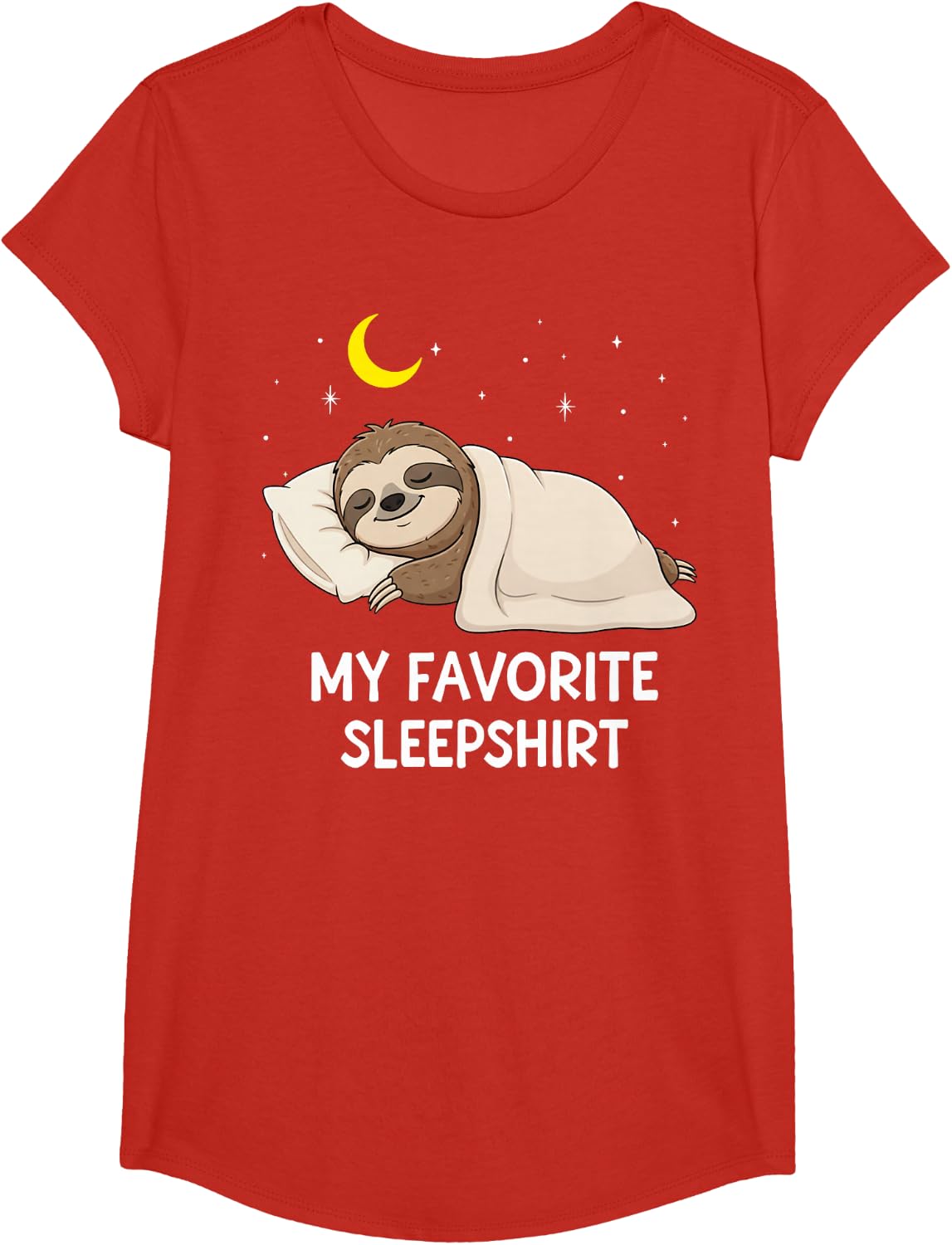 Funny Sloth Favorite Sleepshirt Pajama Zoo Boys Girls Kids T-Shirt - Girls Red