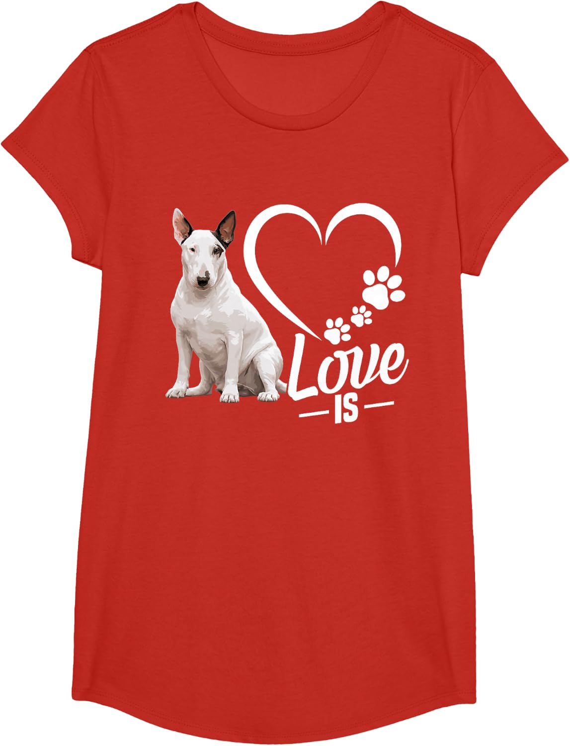 Dog Lover Puppy Enthusiast Love is Miniature Bull Terrier T-Shirt - Girls Red