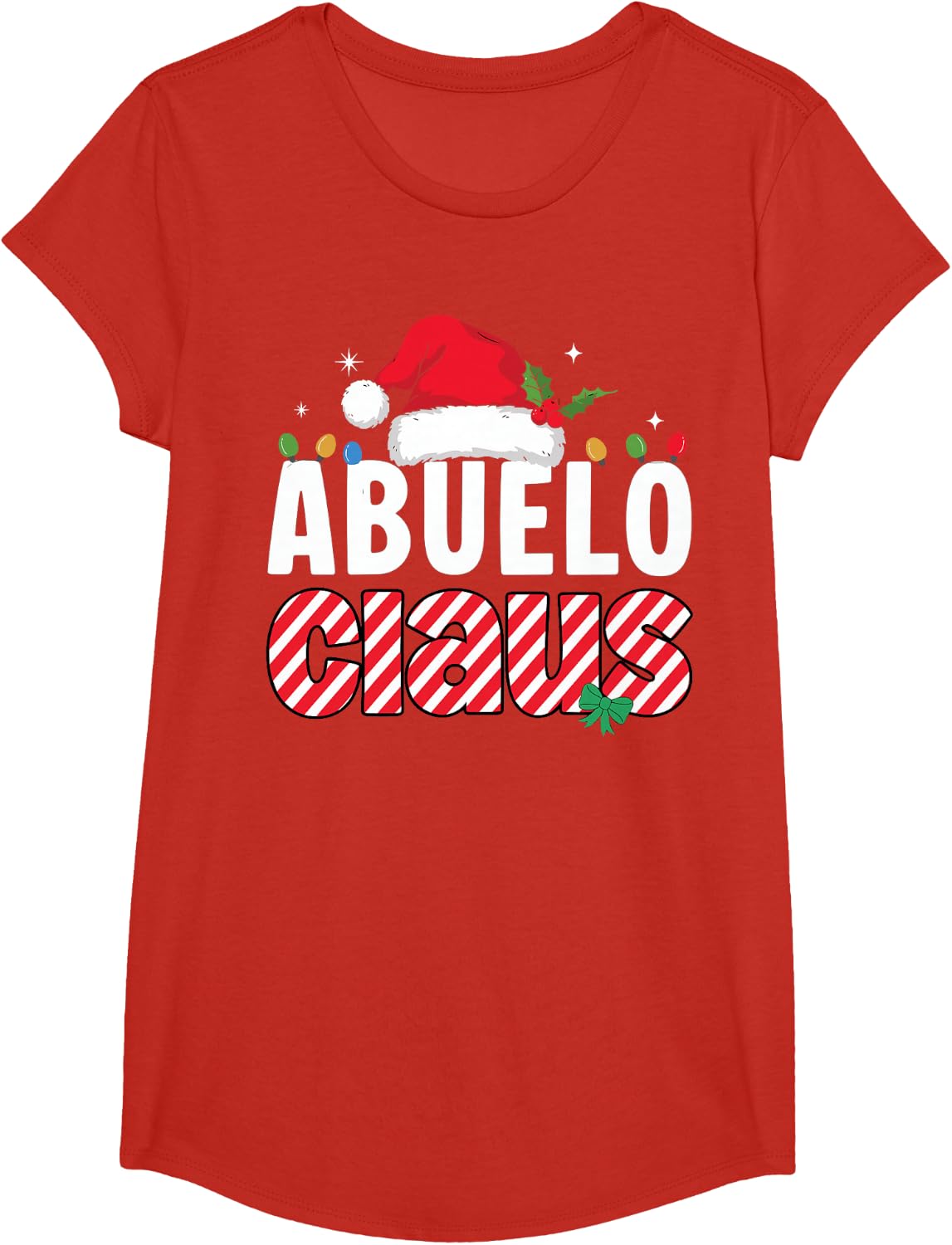 Abuelo Claus Funny Christmas Family Matching Pajamas T-Shirt - Girls Red
