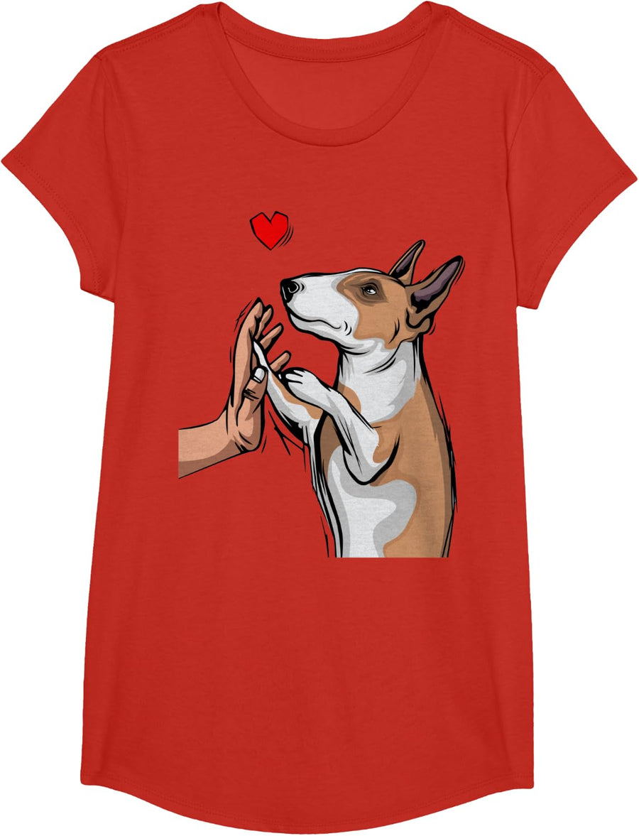 Bull Terrier Love Mama Bull Terrier Dog T-Shirt - Girls Red