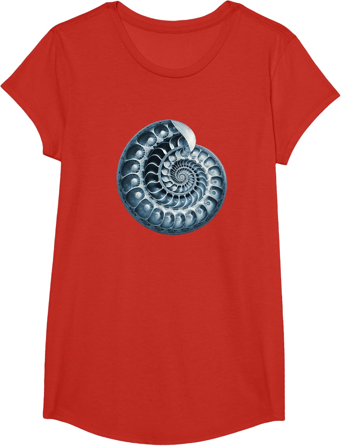 Fibonacci, spiral, shell, snail, phi, symbol, golden ratio T-Shirt - Girls Red