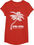 JCombs Bora Bora French Polynesia Palm Tree T-Shirt - Girls Red