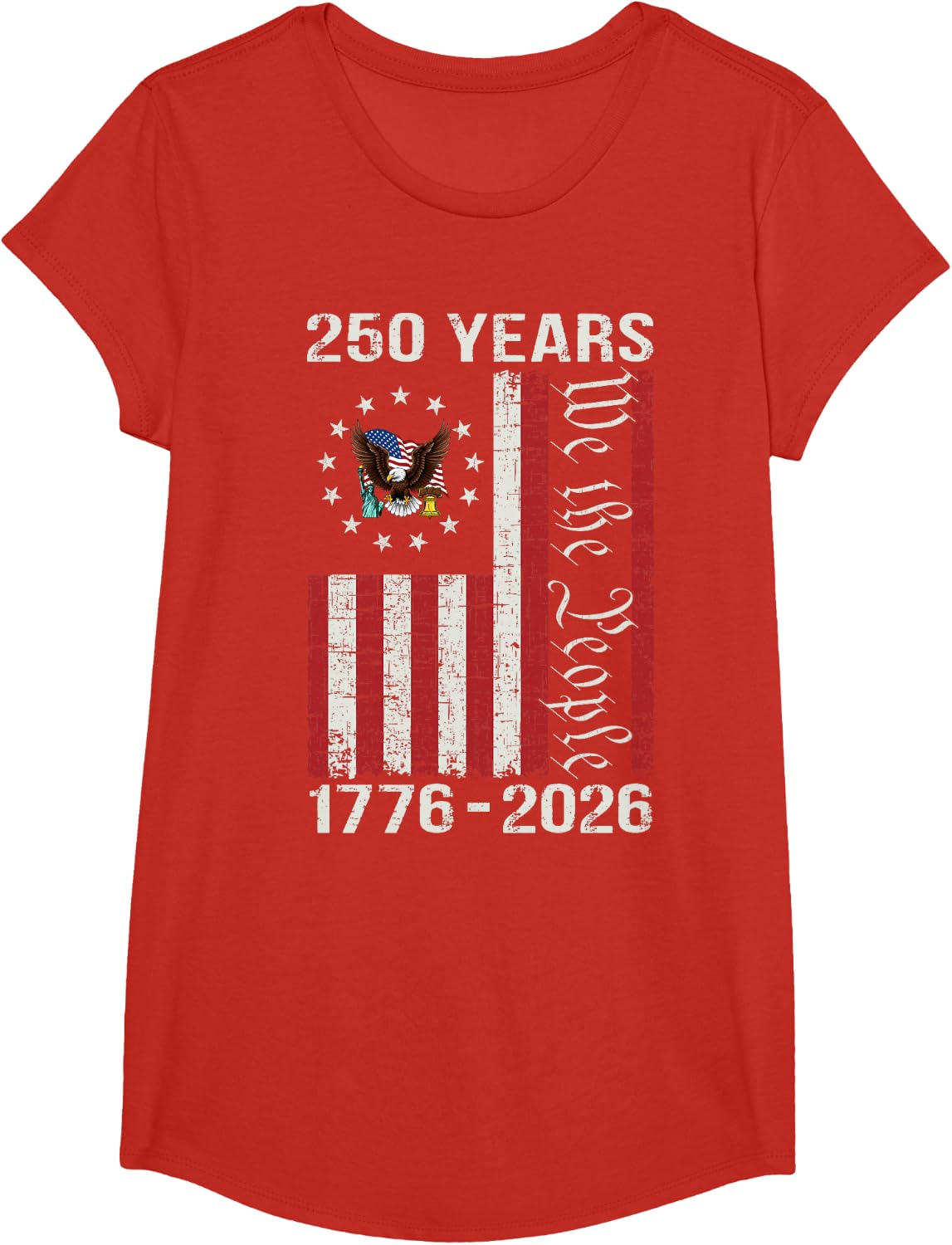 250th Anniversary USA 250 Year America Patriotic 4th of July T-Shirt - Girls Red