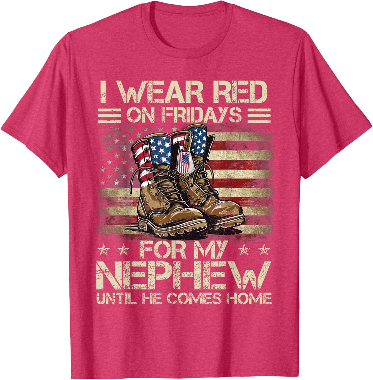 I Wear Red On Fridays for My Nephew US Family Matching T-Shirt - Red Heather