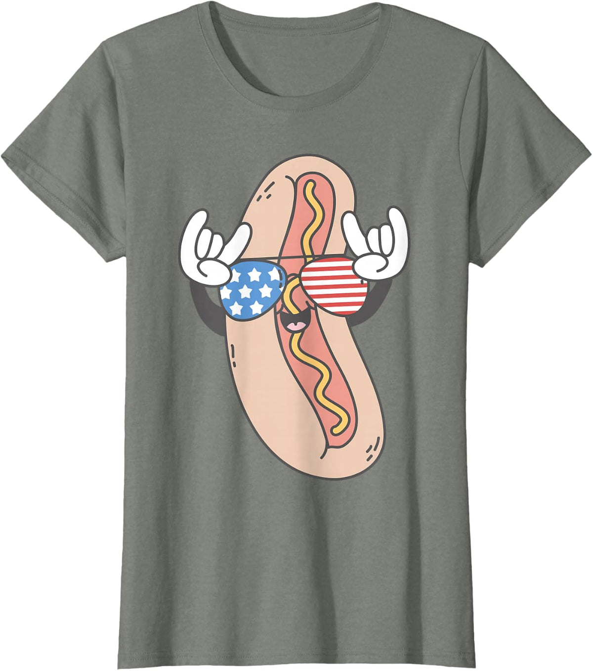 4th of July Hot Dog Hotdog Fourth of July Boys Men Women T-Shirt - Olive Heather