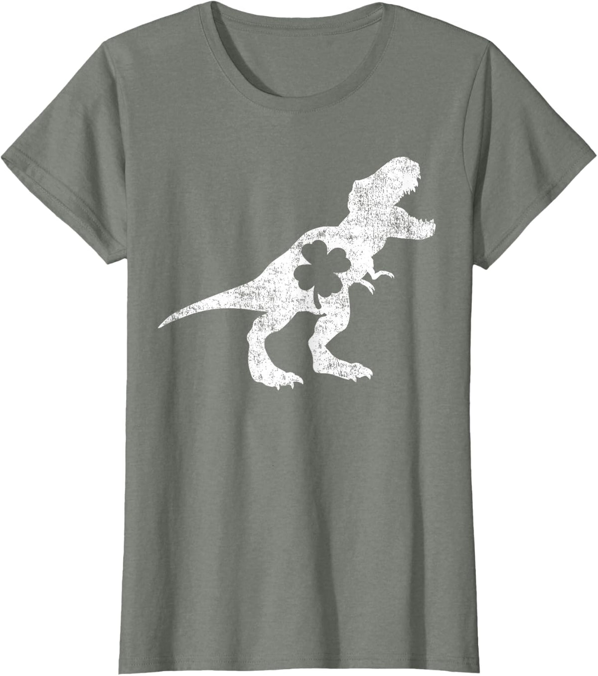 Dinosaur Irish Shamrock T Rex Dinosaur St. Patrick's Day T-Shirt - Olive Heather
