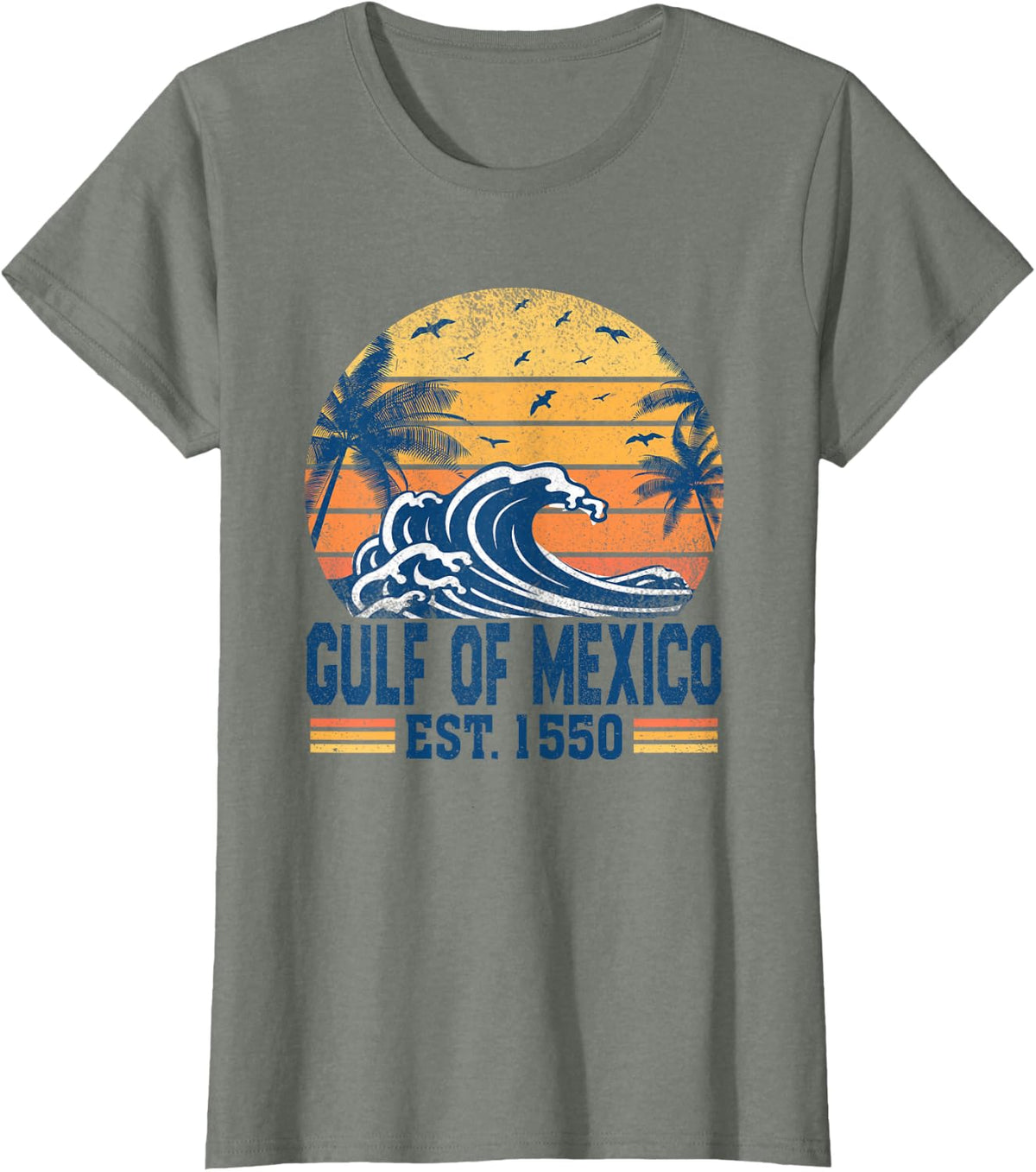 Gulf of Mexico Estd 1550 Retro Vintage Historical T-Shirt - Olive Heather