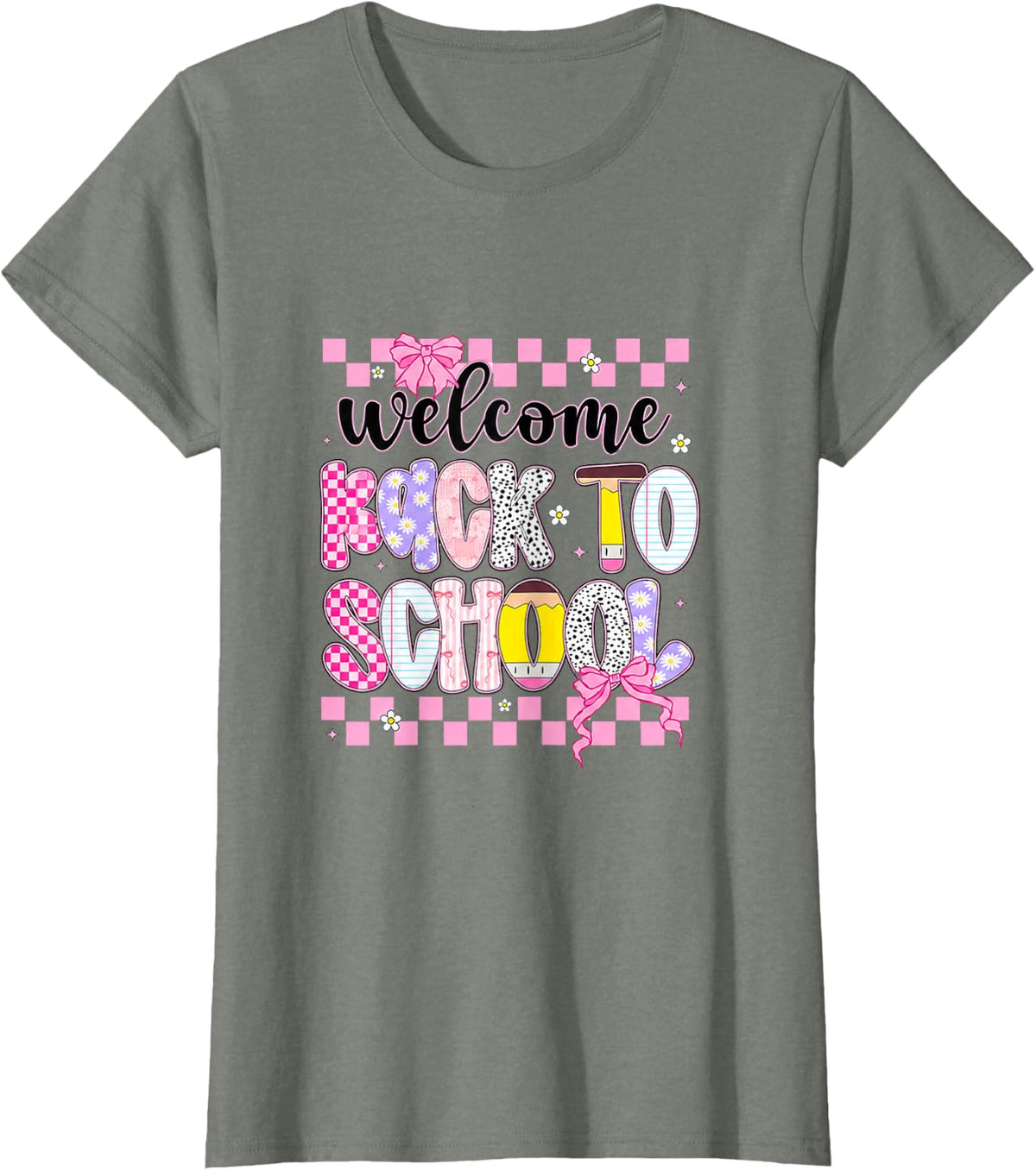 Welcome Back to School Teacher Student First Day Class T-Shirt - Olive Heather