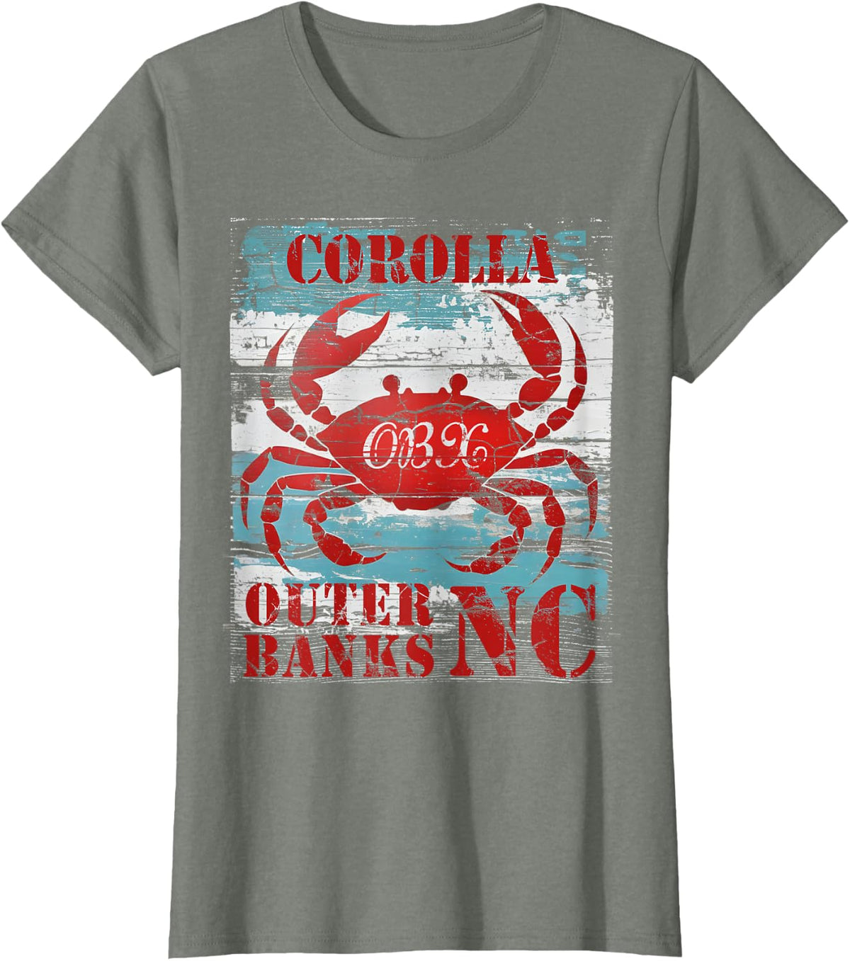 Corolla Outer Banks North Carolina Crab OBX Beach Lover T-Shirt - Olive Heather
