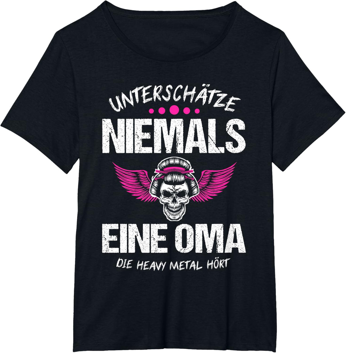 Heavy Metal Grandma Skull Music T-Shirt - Black