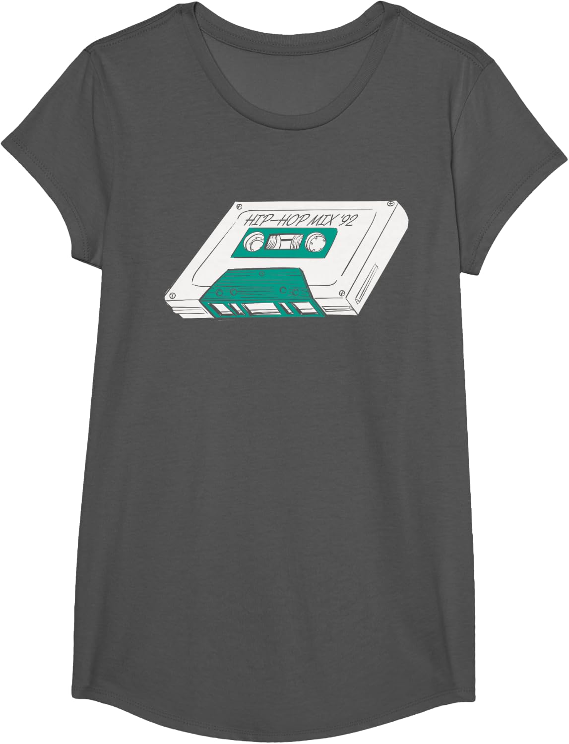 Hip Hop Cassette Mix 90s Old School Rap Music Nostalgia DJ T-Shirt - Girls Asphalt Grey