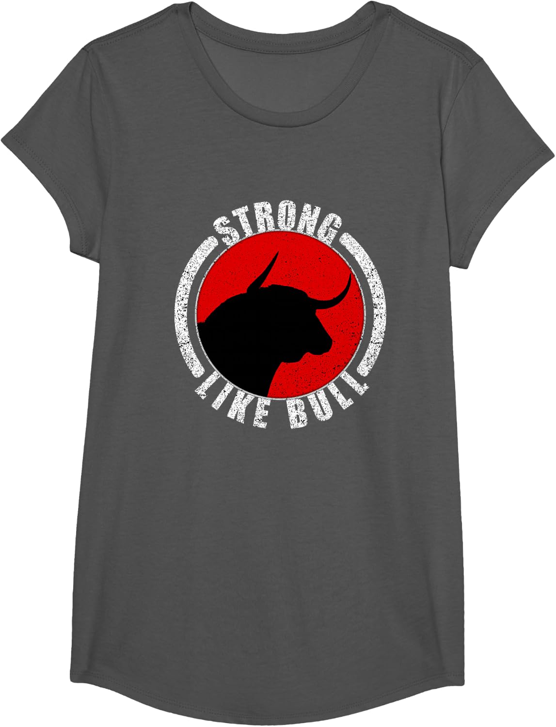 Strong Like Bull Bodybuilding Shirt Power Lifting Tee Workout T-Shirt For Men Women - Girls Asphalt Grey