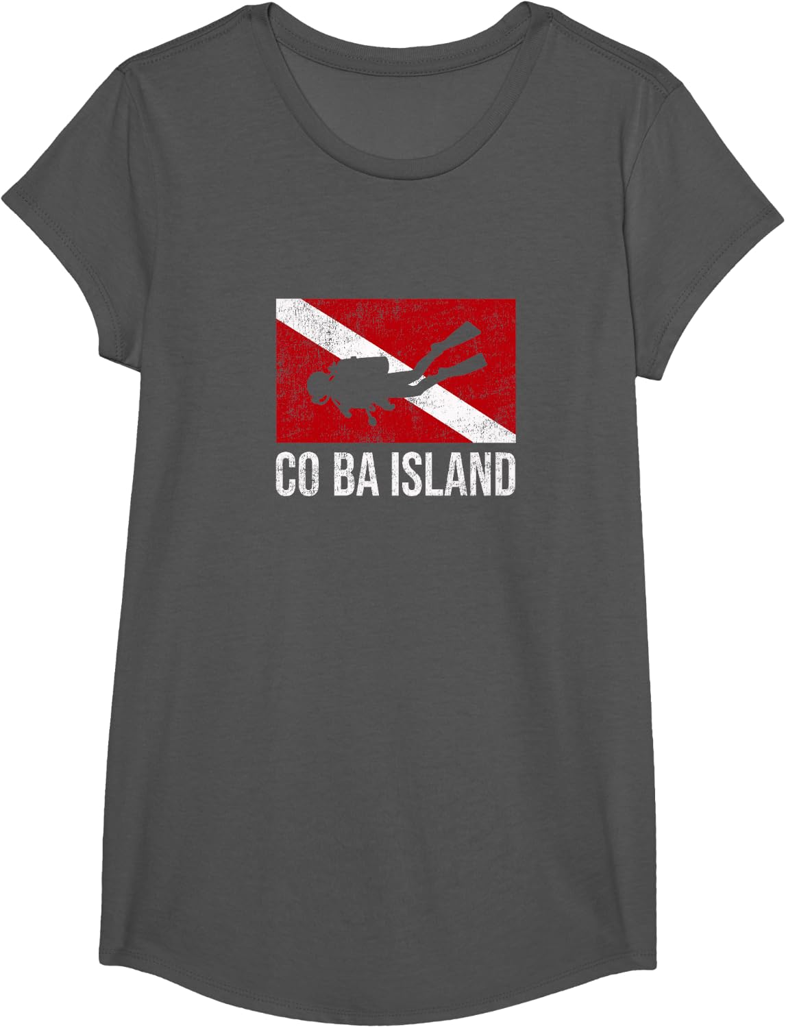 Coiba Island Scuba Diving Diver Dive Flag Gift T-Shirt - Girls Asphalt Grey