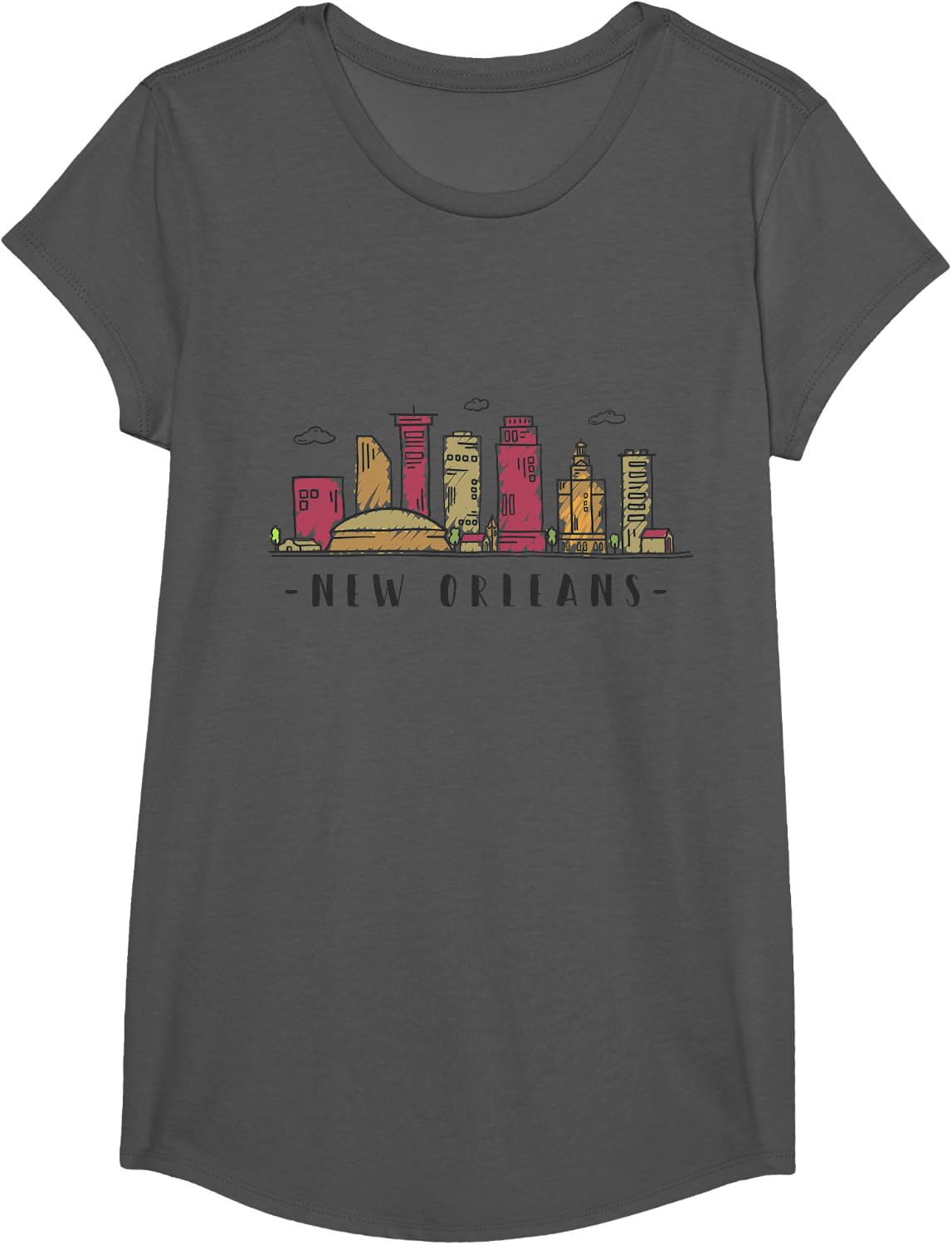 New Orleans Skyline NOLA Vintage New Orleans Louisiana T-Shirt - Girls Asphalt Grey