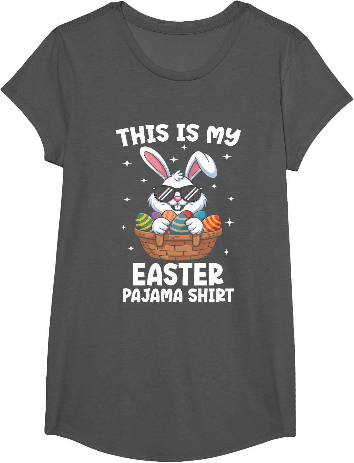 Cool Easter Egg Basket Bunny This is My Easter Pajama Shirt T-Shirt - Girls Asphalt Grey