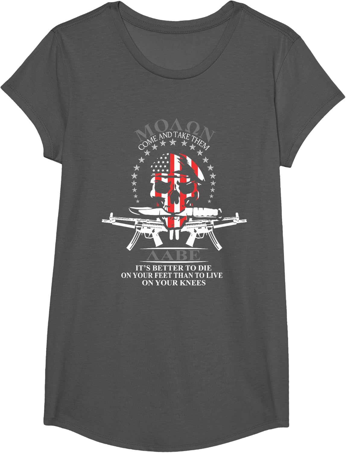 It's Better To Die On Your Feet Than To Live On Your Knees T-Shirt - Girls Asphalt Grey