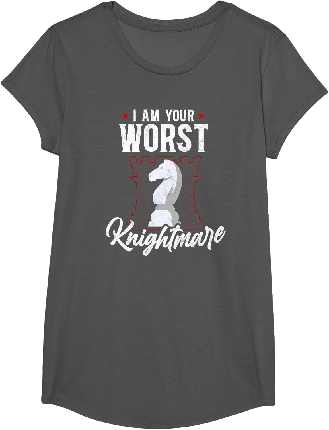 Chess Player Chess Piece Vintage Knight Knightmare T-Shirt - Girls Asphalt Grey