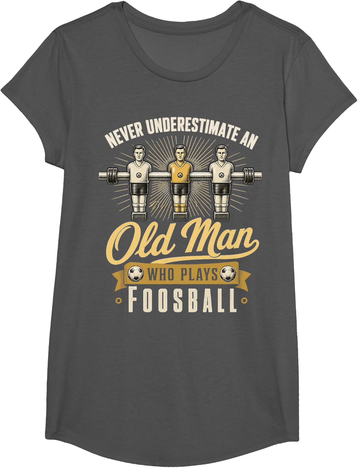 Man Foosball Player Dad Table Soccer T-Shirt - Girls Asphalt Grey