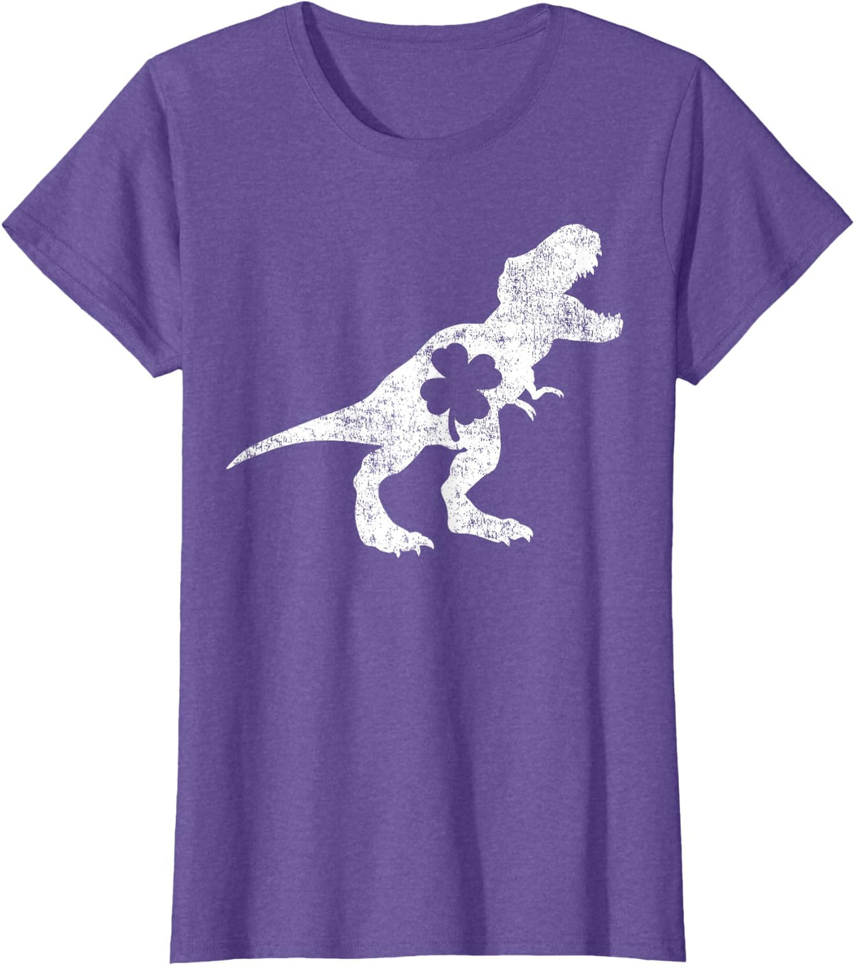 Dinosaur Irish Shamrock T Rex Dinosaur St. Patrick's Day T-Shirt - Purple Heather