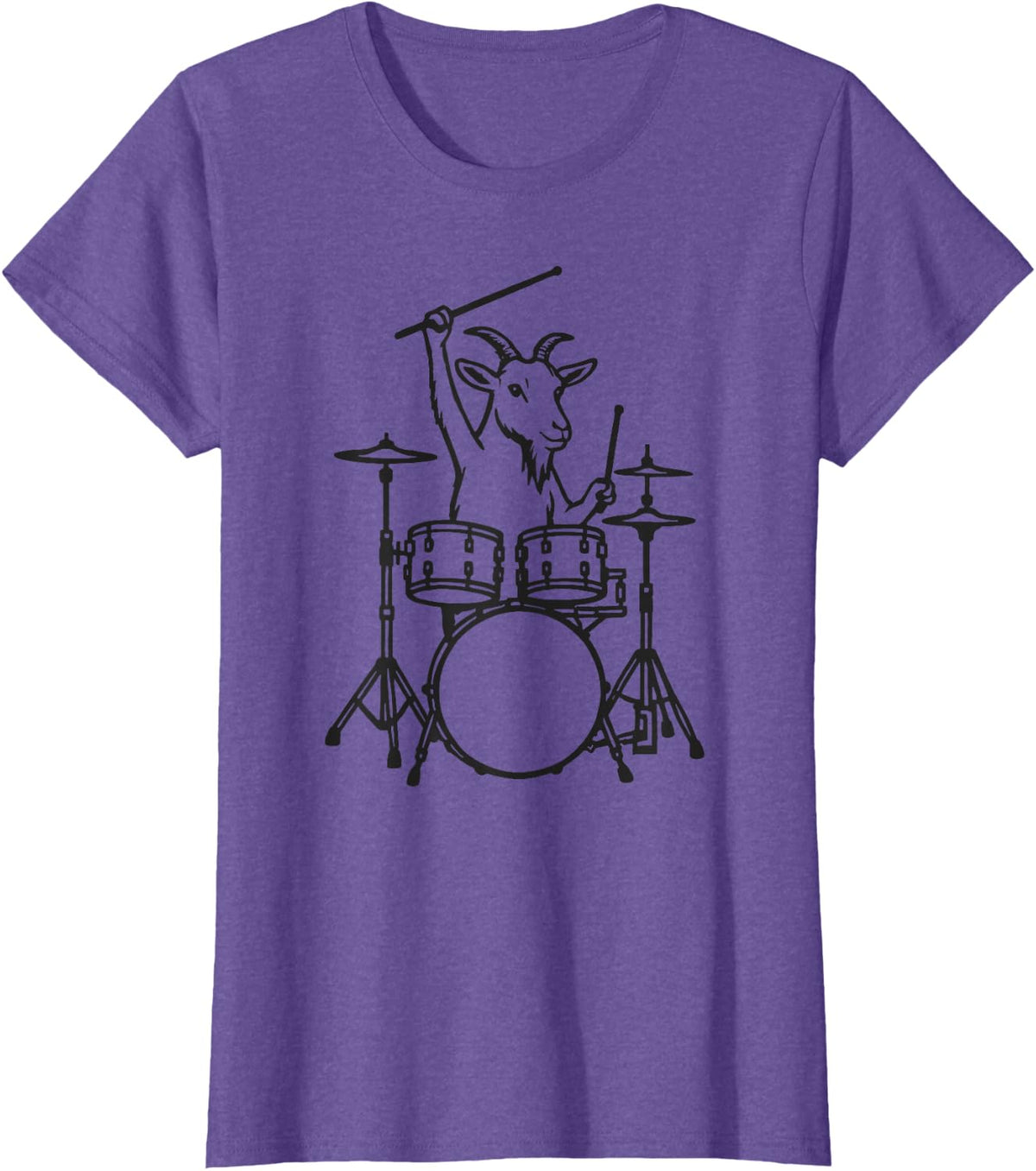 Funny Goat Drummer Drumming Drums Music Lover Boys Girls T-Shirt - Purple Heather
