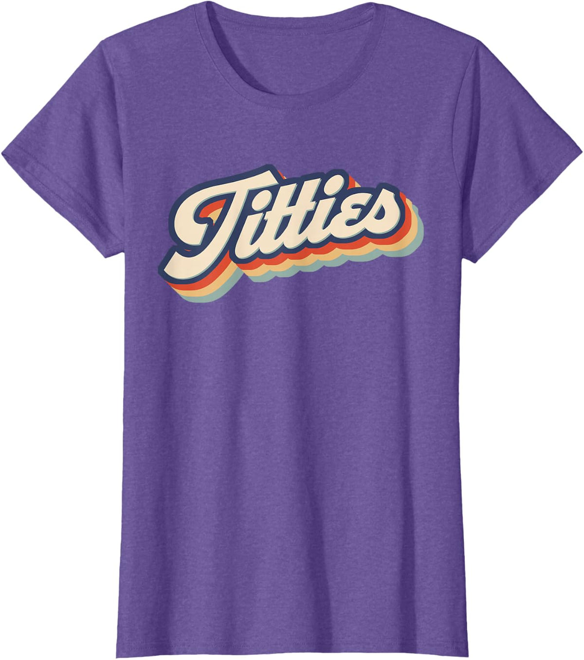 NGNM Apparel Women's Classic Retro Funny Titties T-Shirt - Black, Small - Purple Heather