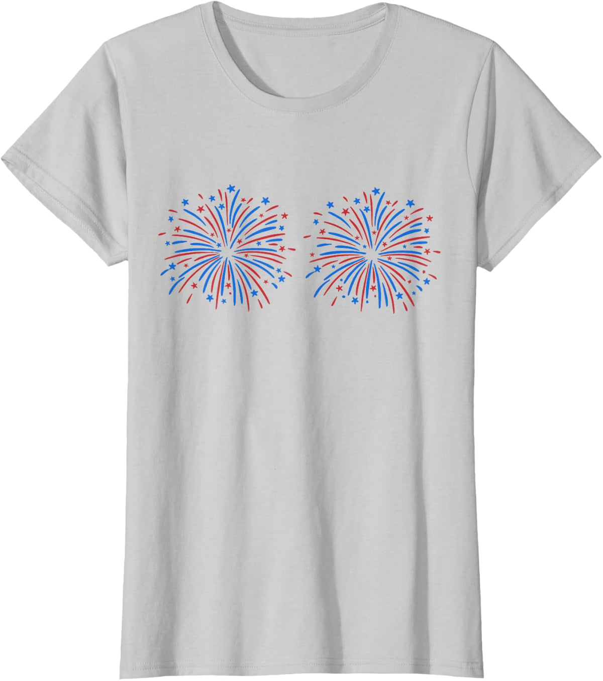 Funny I'm Just Here for The Fireworks 4th of July Couple T-Shirt - Silver Grey