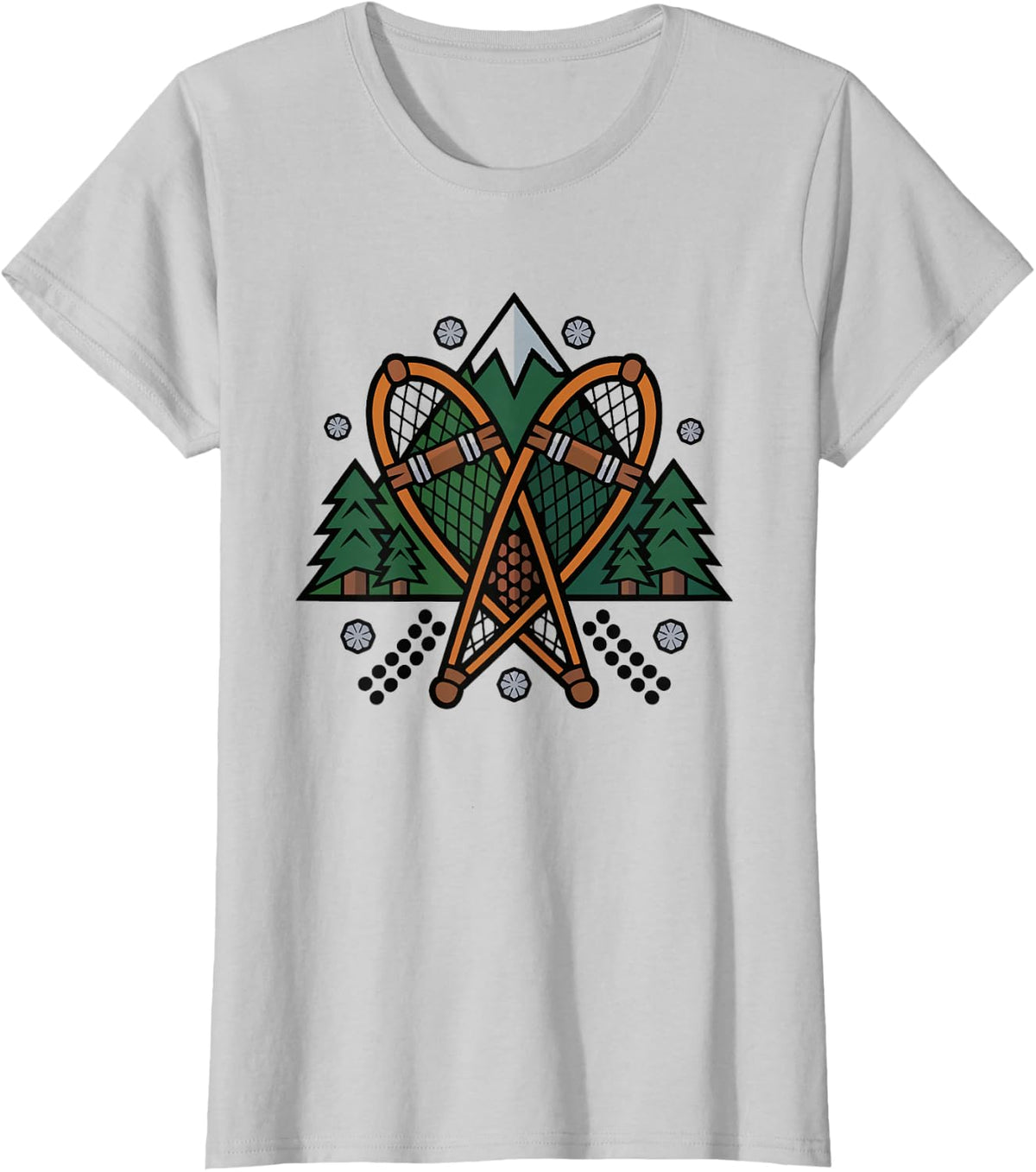 Snowshoe Gear Vintage Illustration Snowshoer Outdoor T-Shirt - Silver Grey