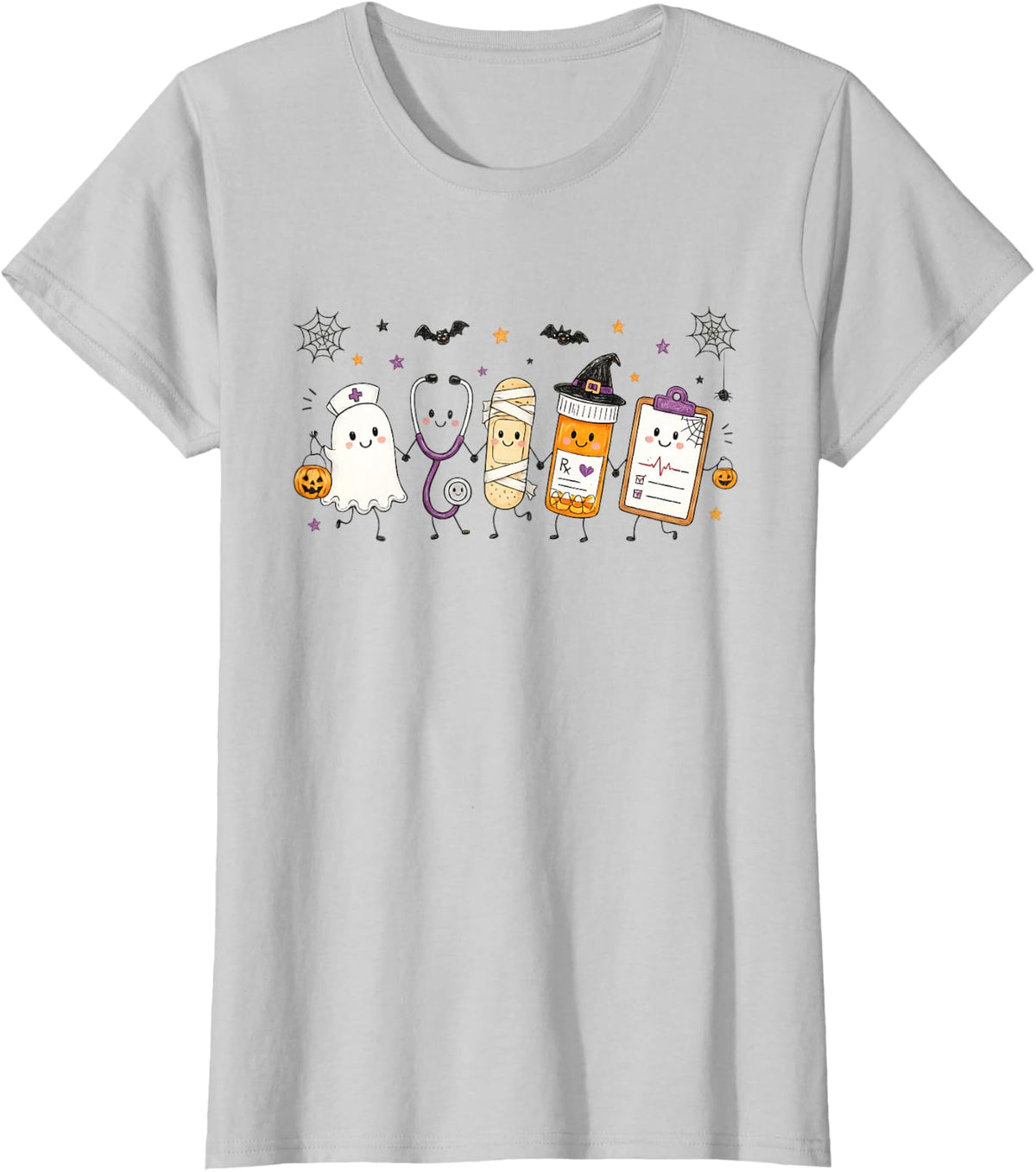 Nurse Halloween Costume Nursing Costume Scrub Top Funny T-Shirt - Silver Grey