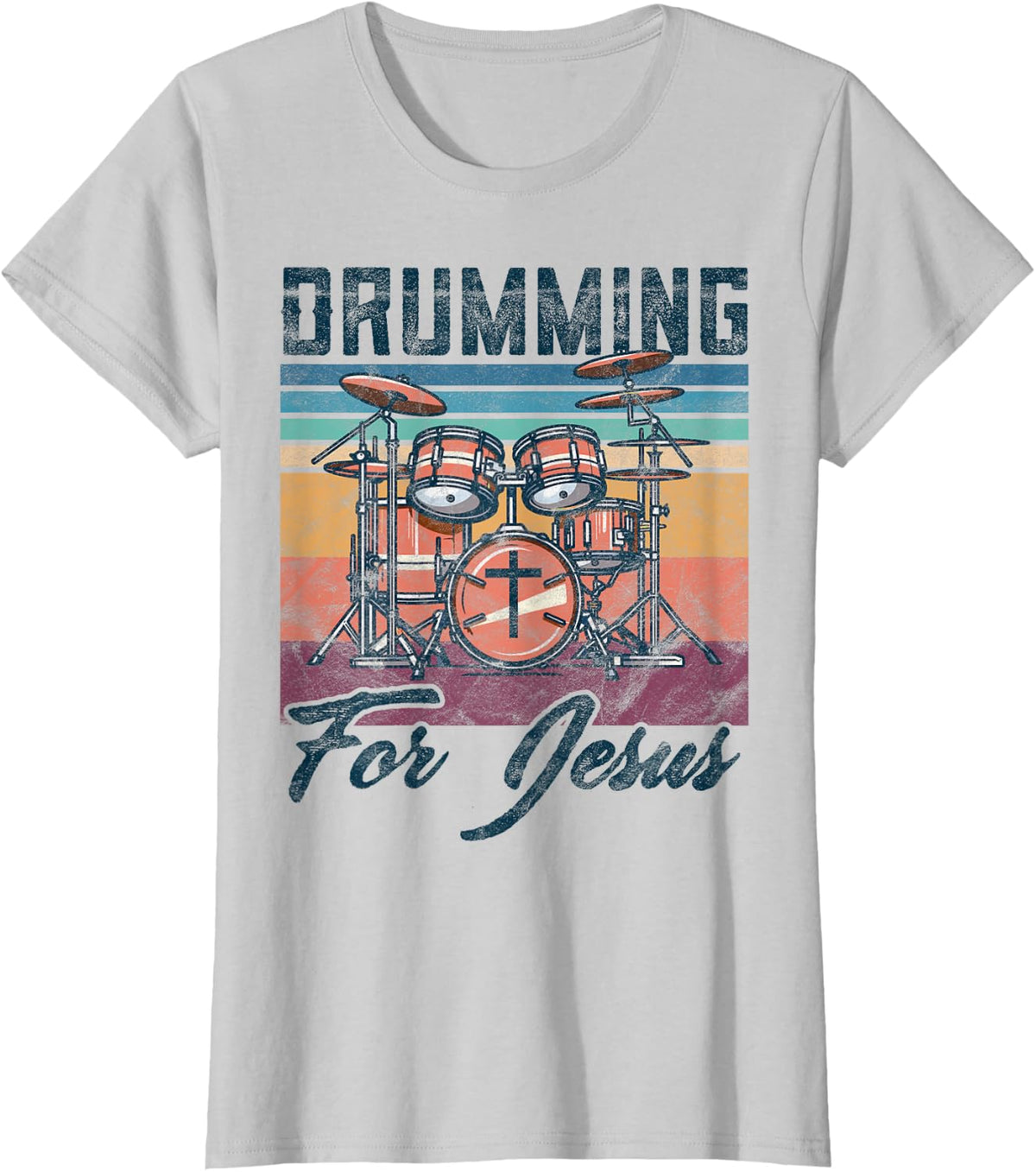 Drummer Drumming Drums Percussion I Drumming for jesus T-Shirt - Silver Grey