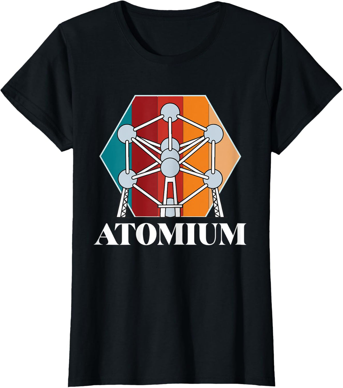 Atomium Atomic nucleus Brussels Science for Physic T-Shirt - Black
