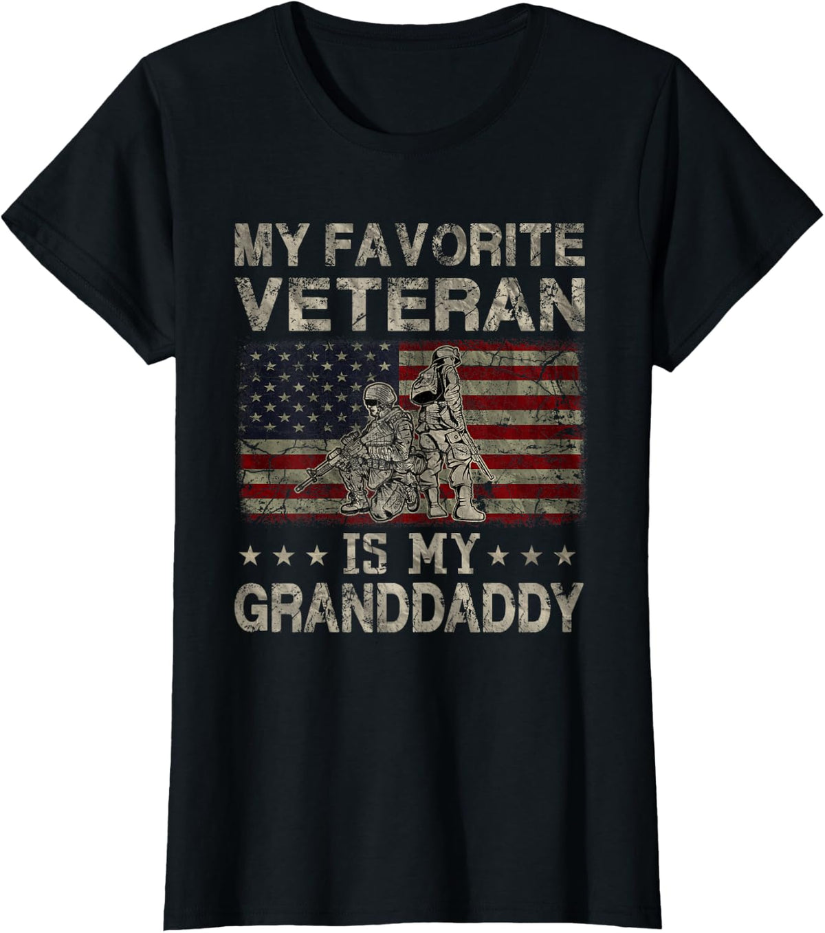 My Favorite Veteran Is My Granddaddy Veterans Day Military T-Shirt - Black