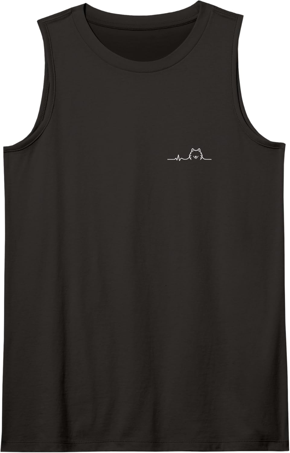 Samoyed Heartbeat Minimalist Dog Lover Design Sleeveless Tank Top - Black