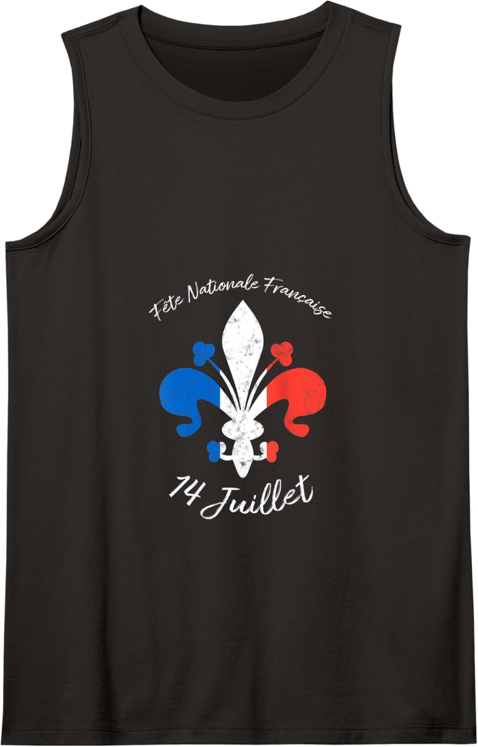 Bastille Day July 14 Juillet French Patriot Fleur de Lys Tank Top - Black