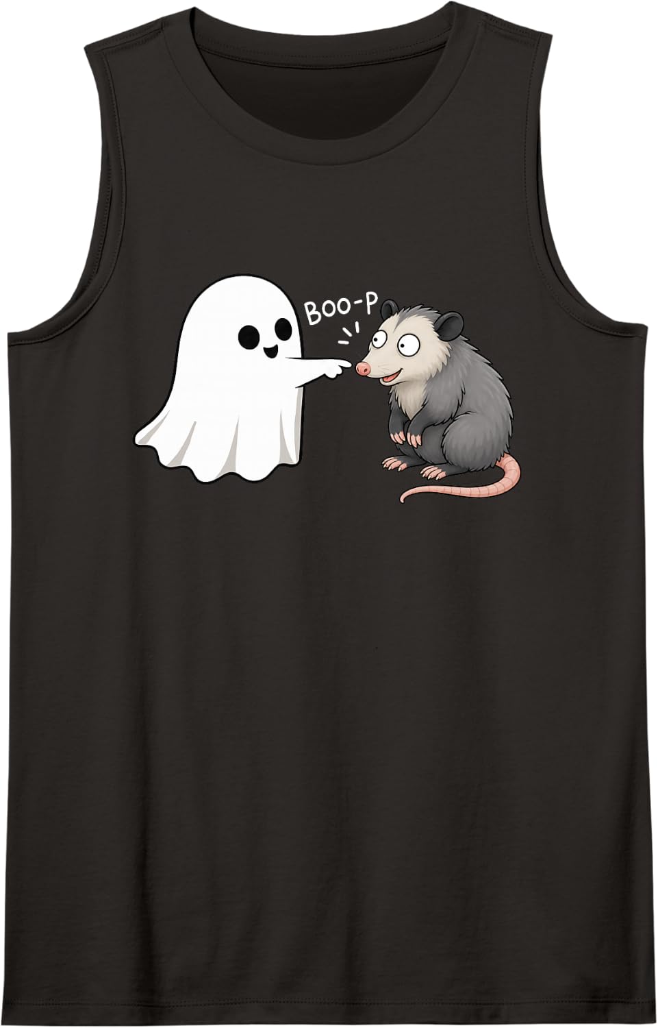 Cute Opossum Boop Ghost Halloween Possum Tank Top - Black