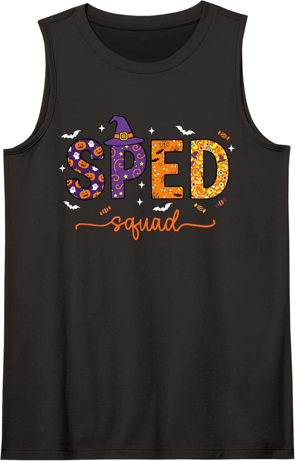 Sped Squad Team Special Education Teacher Halloween Sleeveless Tank Top - Black