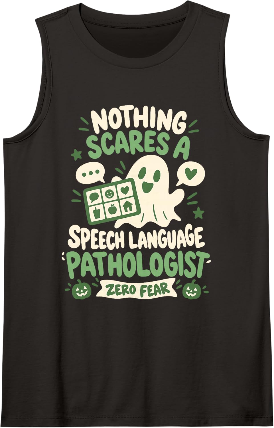 Nothing Scares a Speech Language Pathologist Halloween SLP Sleeveless Tank Top - Black