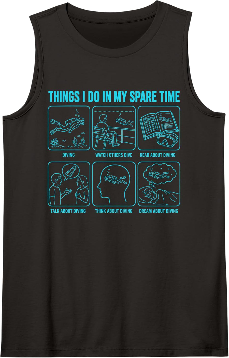 Things I Do in My Spare Time Diving Funny Sleeveless Tank Top - Black