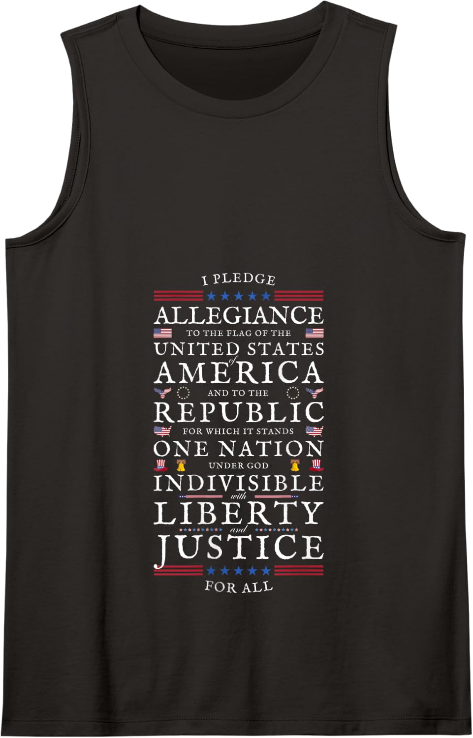 USA Pledge of Allegiance 4th of July American Patriotic Tee Tank Top - Black