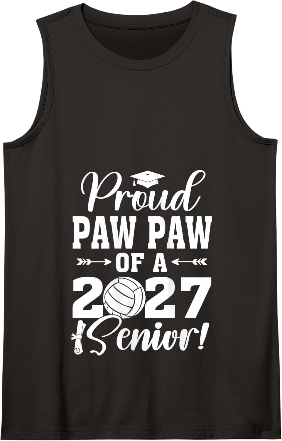 Proud Paw Paw of A Volleyball Senior 2027 Graduate Tank Top - Black