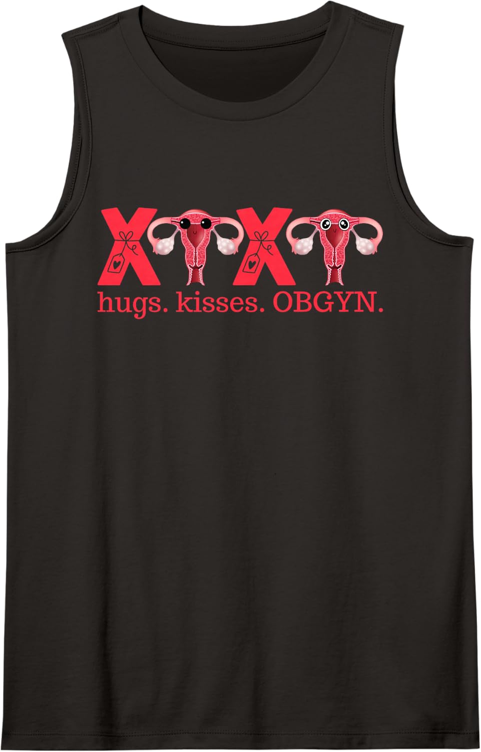 OBGYN Valentine's Day XOXO Obstetrics & Gynecologist Nurse Sleeveless Tank Top - Black