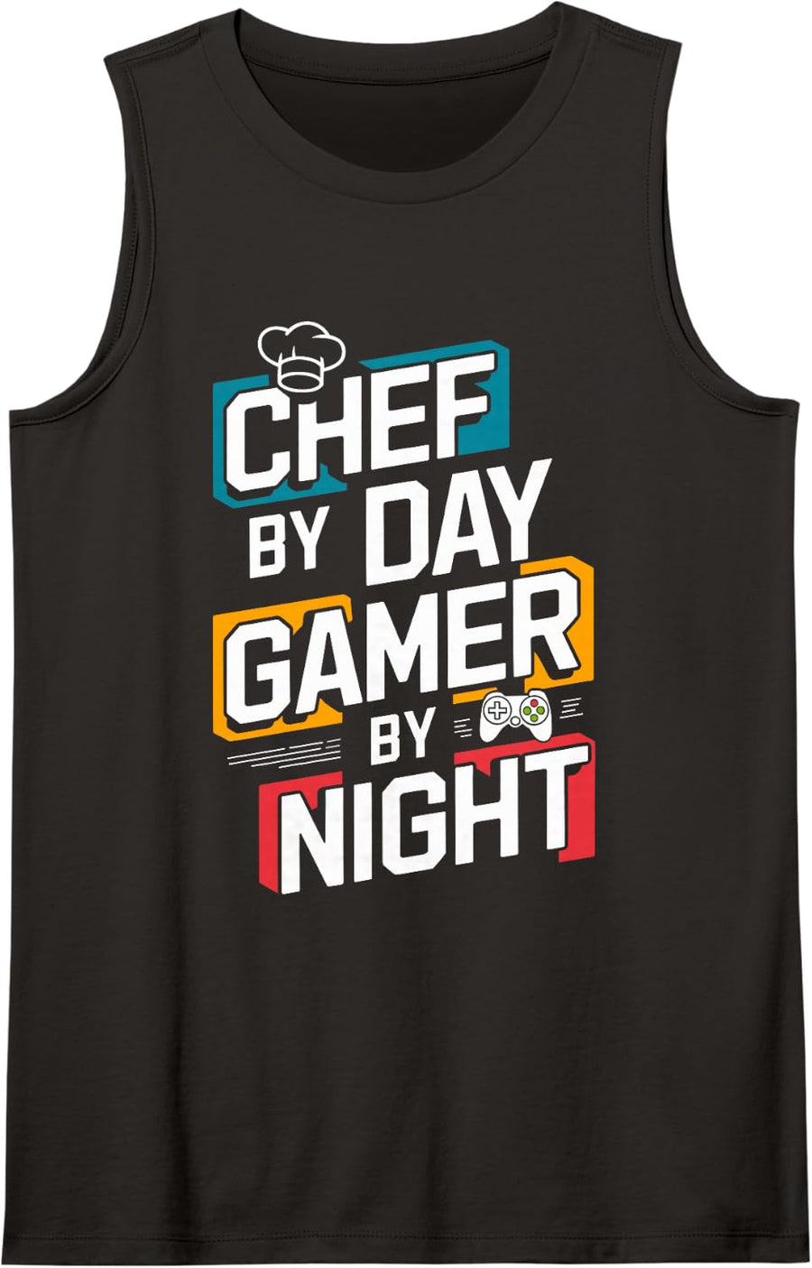 Chef By Day Gamer By Night T Shirt for Culinary Enthusiasts Sleeveless Tank Top - Black