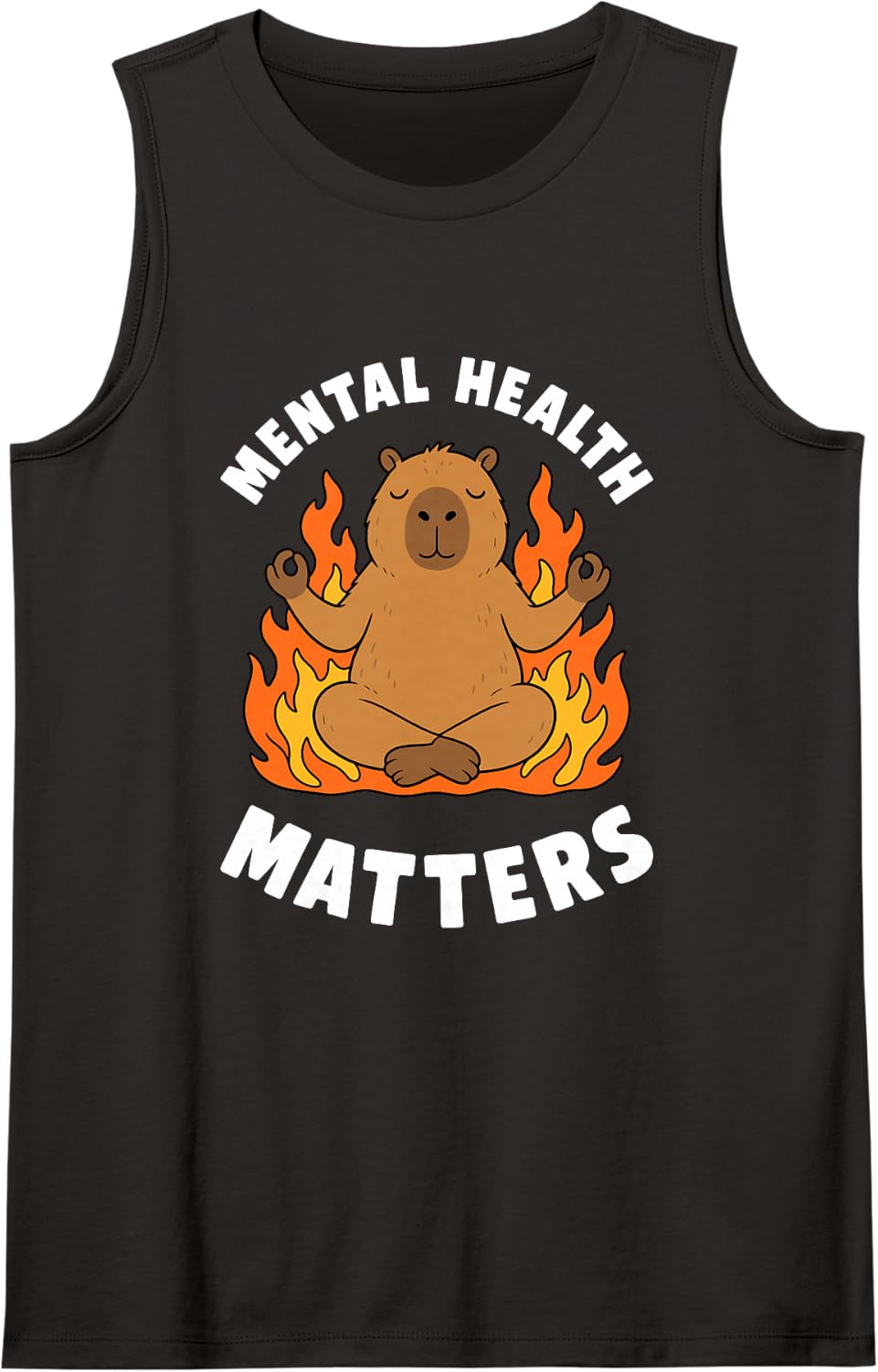 Mental Health Matters Cute Capybara Mental Health Awareness Sleeveless Tank Top - Black