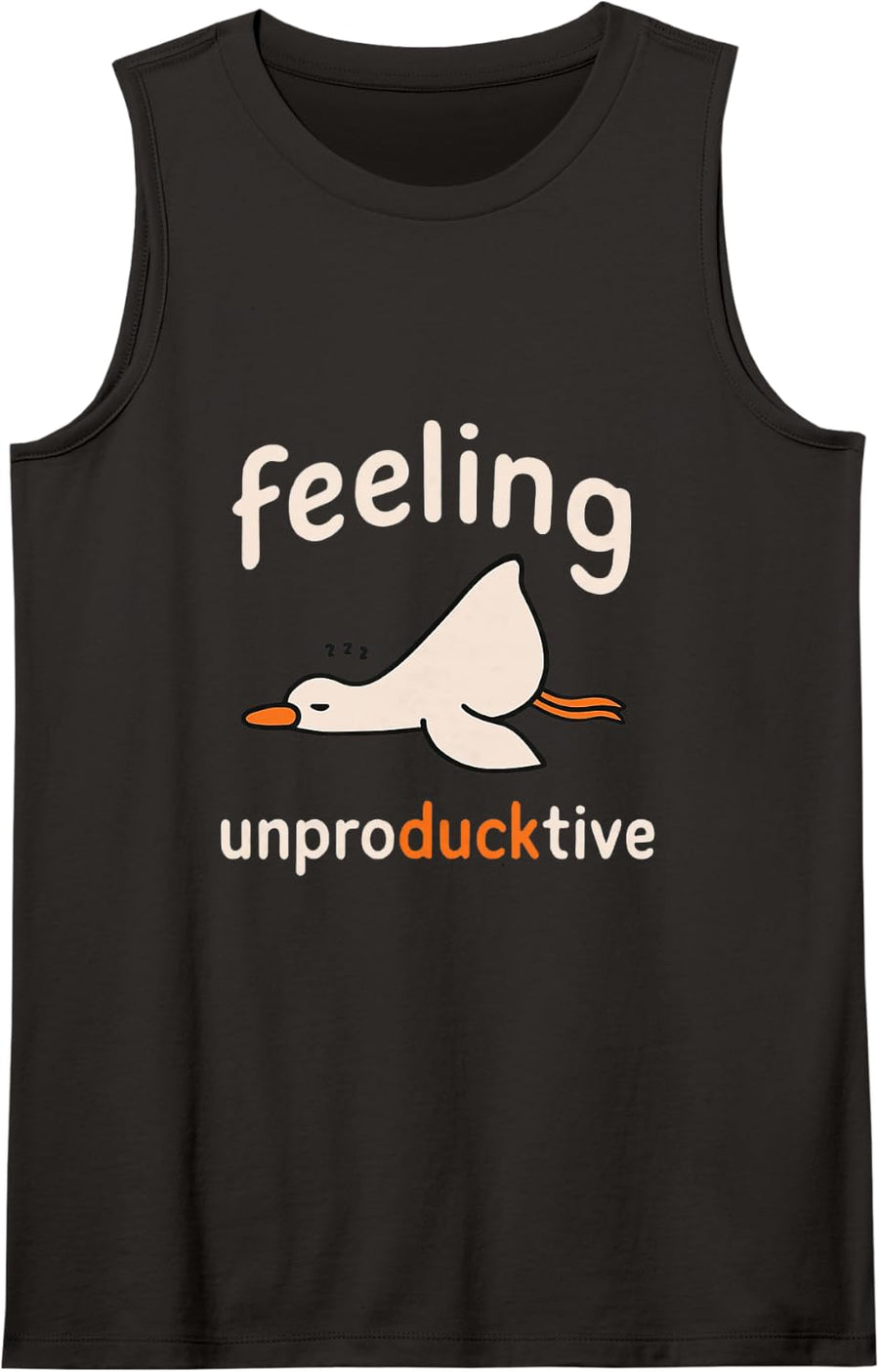 Humorous Funny Cartoon Duck Feeling Unproductive Humor Sleeveless Tank Top - Black