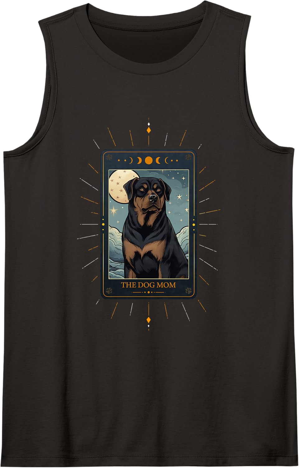 Rottweiler The Dog Mom Tarot Card Cute Kawaii Pet Sleeveless Tank Top - Black