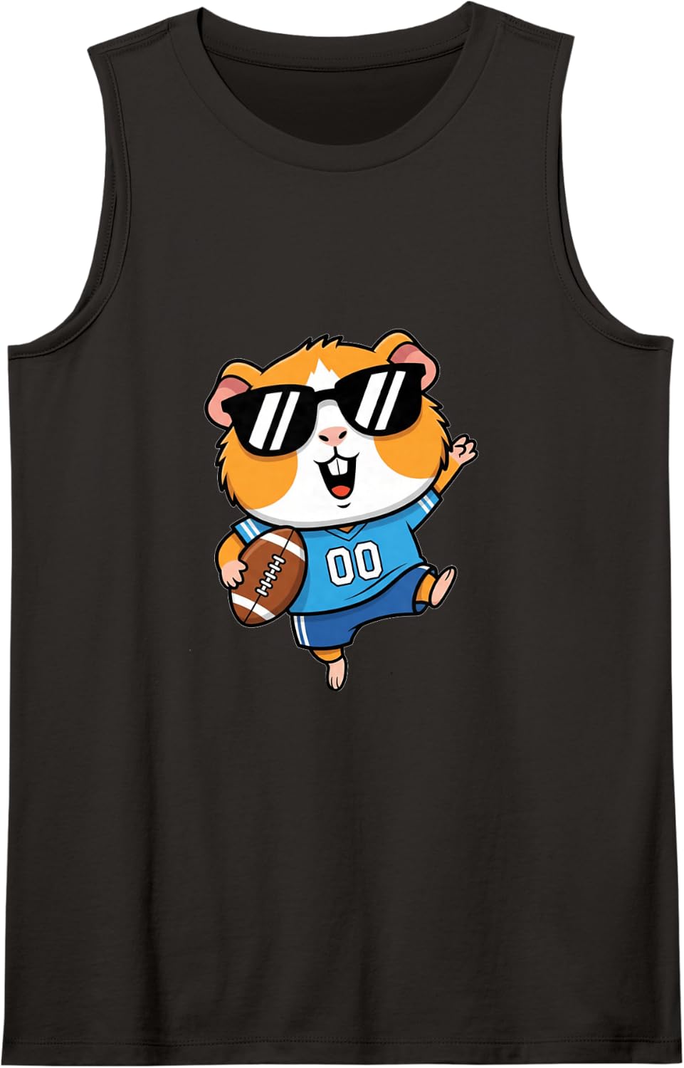 Cute Guinea Pig Playing Football Funny Game Day Team Fan Sleeveless Tank Top - Black