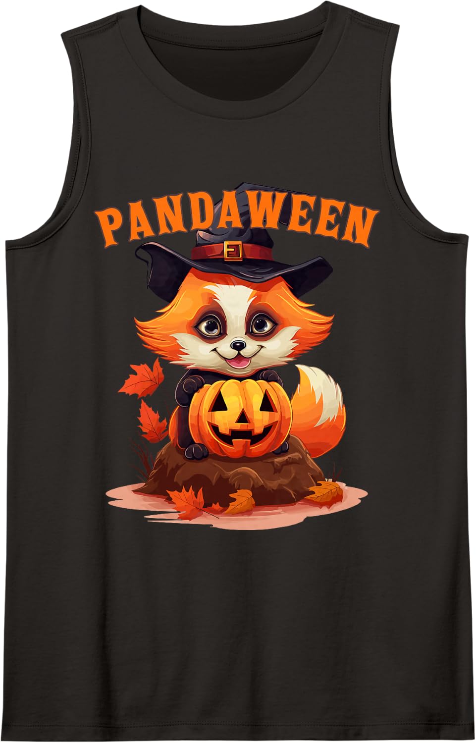 Halloween Funny Red Panda Witch Hat Pumpkin Pandaween Tank Top - Black