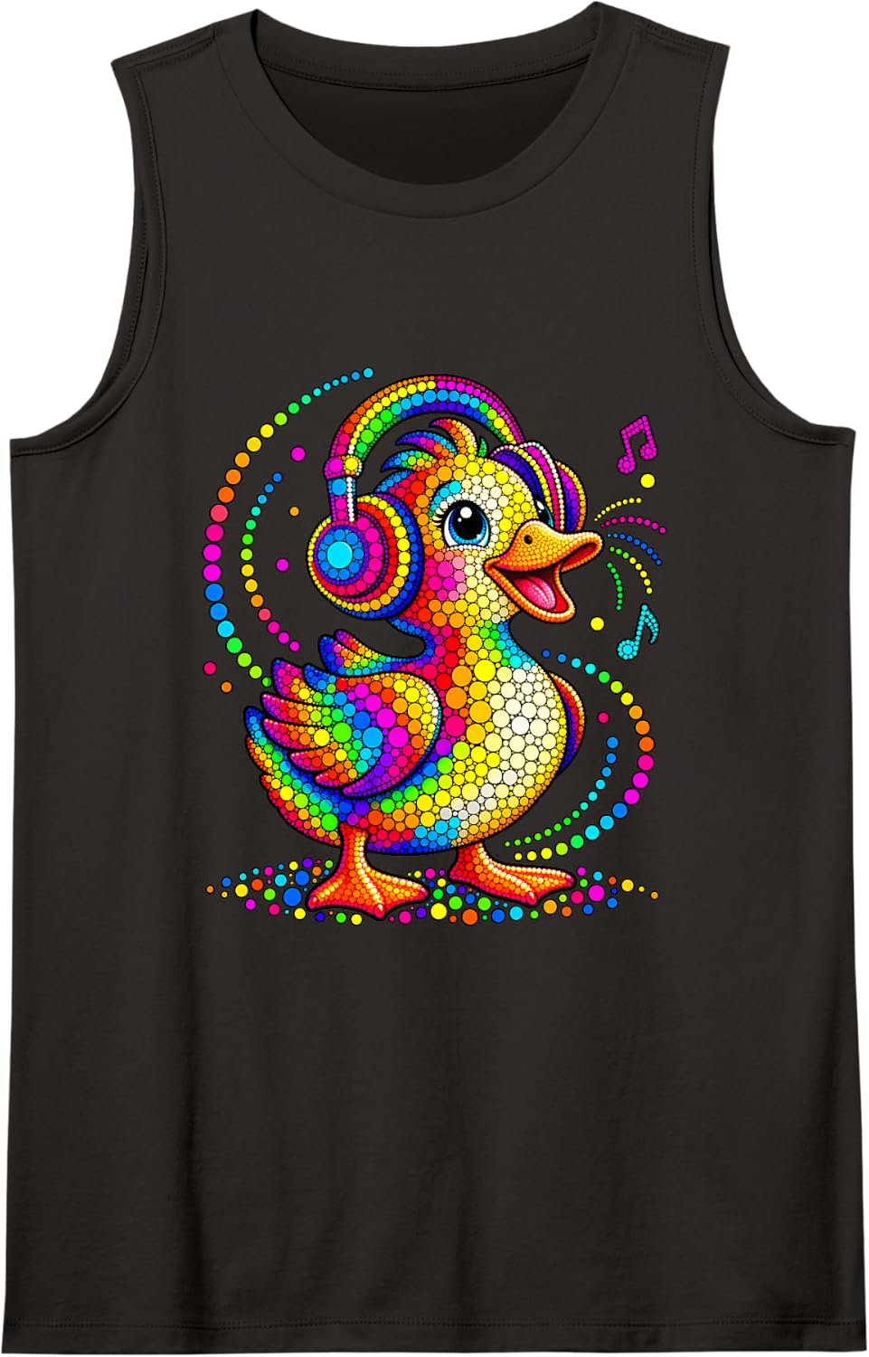 Funny Duck Dots Art Animal Lovers Boys Girls Students Sleeveless Tank Top - Black